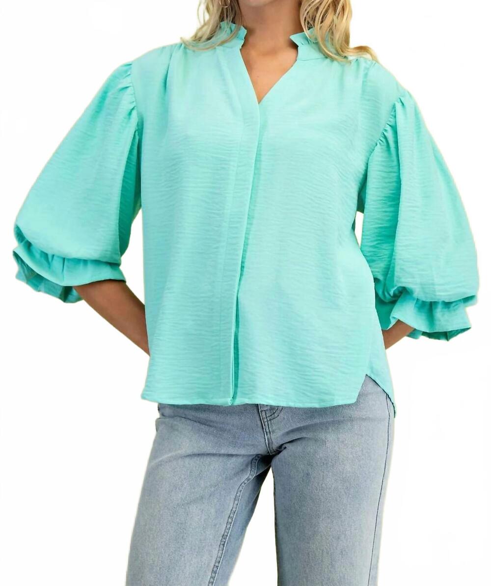 NEW GIGIO kaly balloon sleeve blouse in emerald